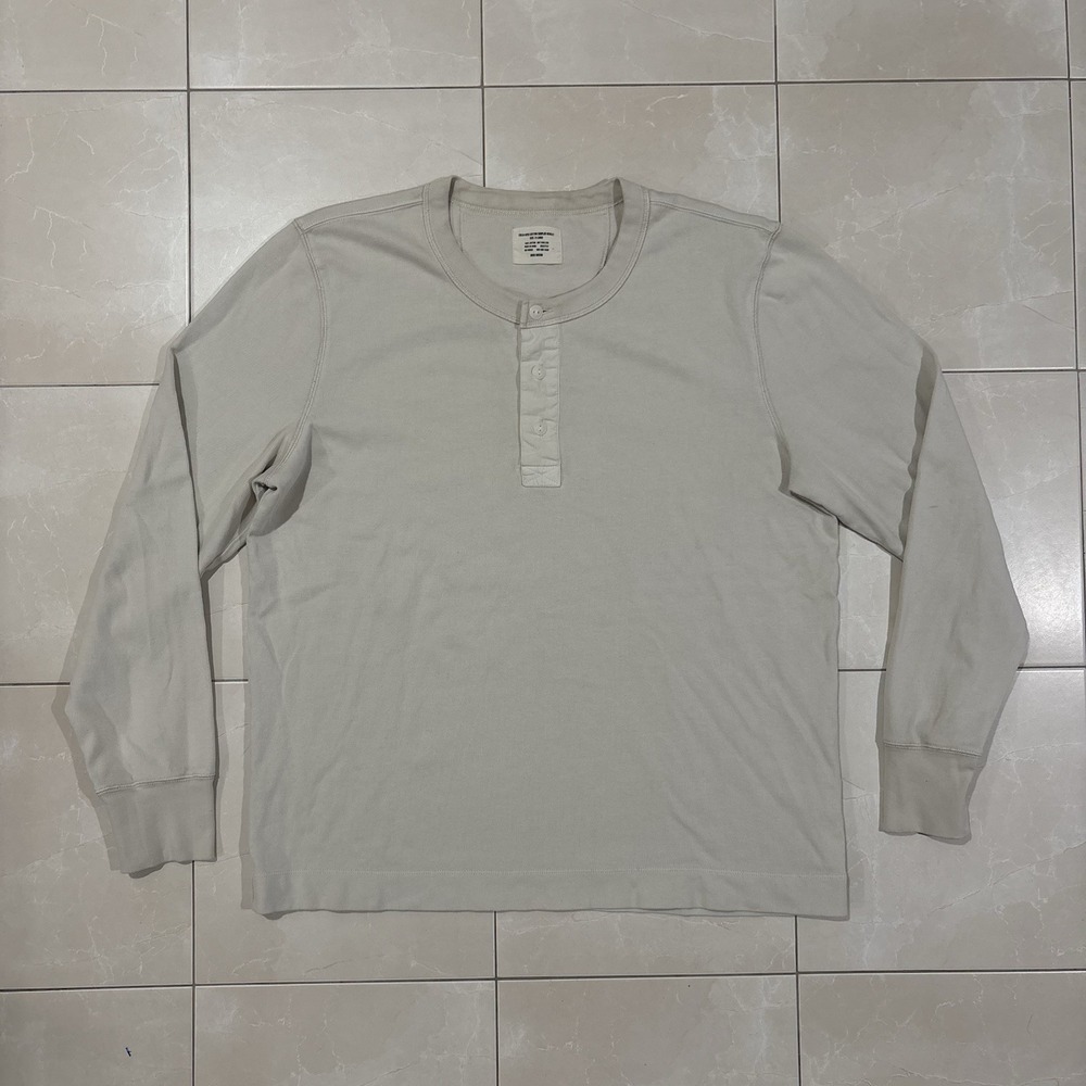 Buck Mason Thermal Henley Base Layer Shirt Men's XL White Pullover Sweater Knit - Picture 2 of 8